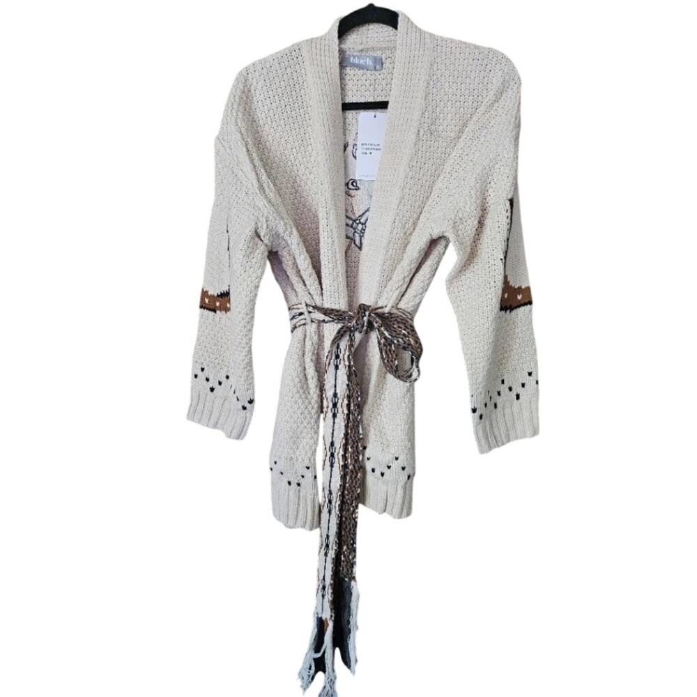 Blue B Western High Horse belted Horseshoe Cardigan M - Picture 7 of 12